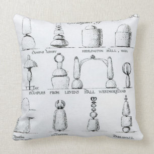 Coussin Exemples du travail topiaire, 1902 (gravure) (b/w