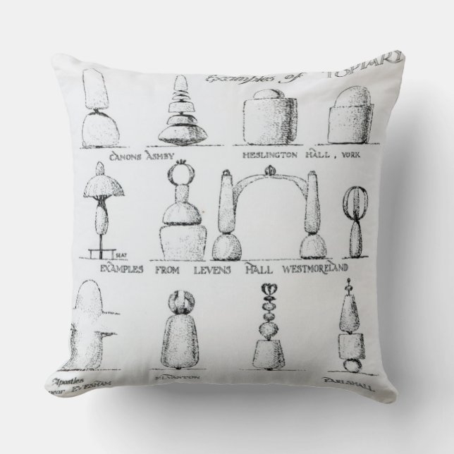 Coussin Exemples du travail topiaire, 1902 (gravure) (b/w (Recto)