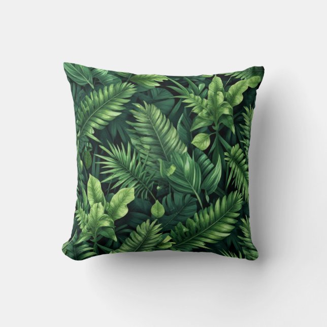 Coussin Exotic Emerald Canopy: A Lush Seamless Composition (Recto)