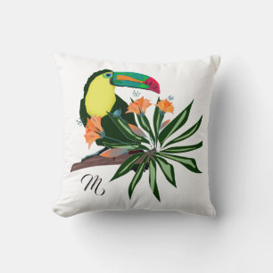 Coussin Exotique toucan tropical oiseau coloré nature hawa