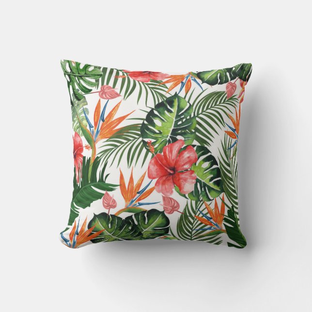 Coussin Exotique Tropical Vert Motif Jeu d'oreiller (Recto)