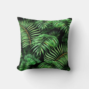 Coussin Exotique tropicale, aquarelle motif de palmier.