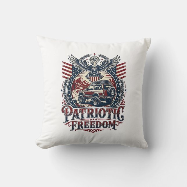 Coussin Explorateur de route désertique patriotique (Recto)