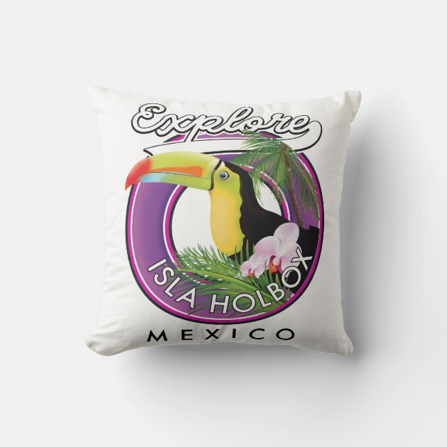 Coussin explorer Isla Holbox plage mexique voyage patch (Recto)