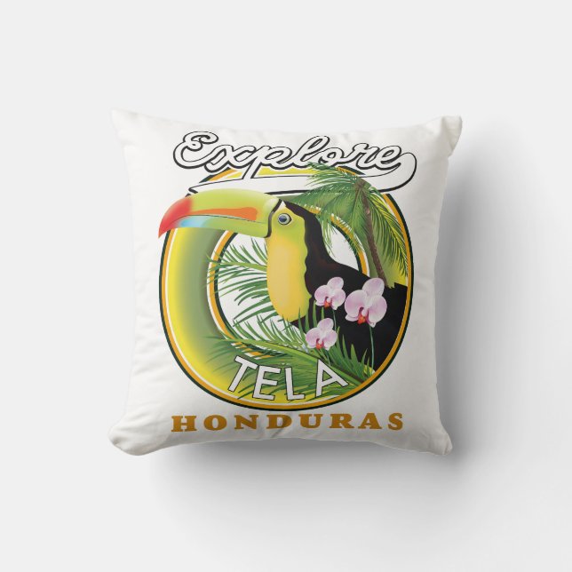 Coussin Explorer le logo de voyage Tela Honduras (Recto)