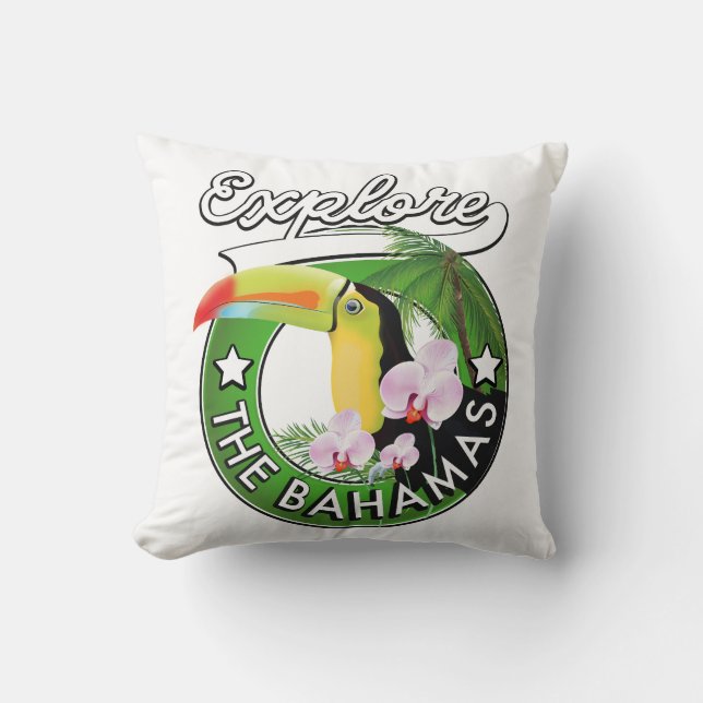 Coussin Explorer le logo des Bahamas Panneau en bois encad (Recto)