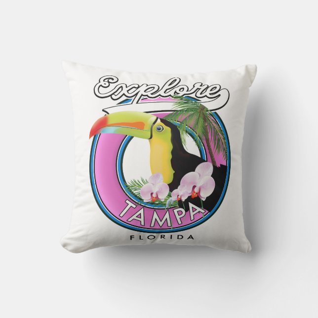 Coussin Explorer Tampa Floride logo rétro (Recto)