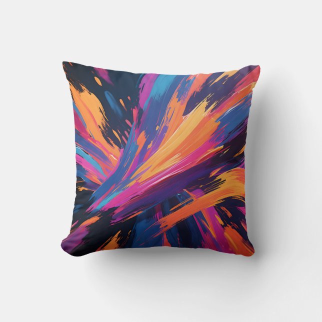 Coussin Explosion de couleur aux coups de pinceau abstrait (Recto)