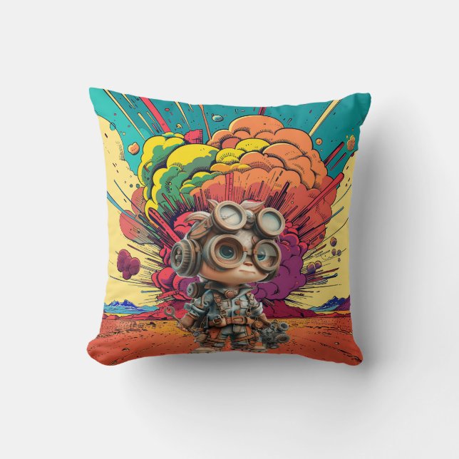 Coussin Explosion de dessin animé mécanique Steampunk (Recto)