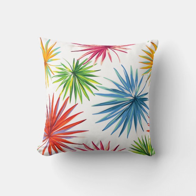 Coussin Explosion de palmier abstrait coloré (Recto)