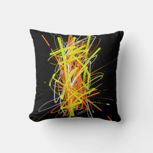 Coussin Explosion d'énergie abstraite néon chaotique