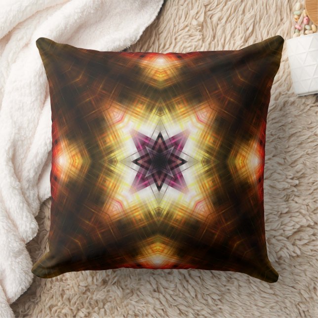 Coussin Explosion d'étoile géométrique radiante avec lumiè (Couverture)