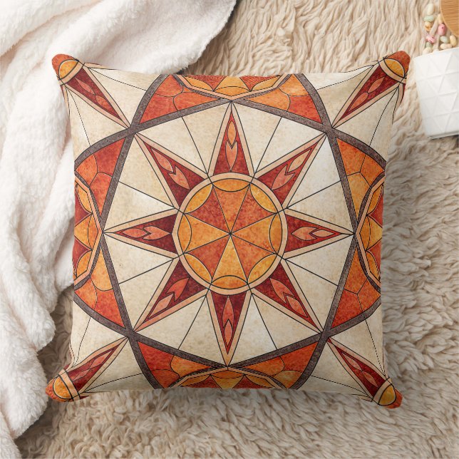 Coussin Explosion d'étoiles rouge et orange - Mosaïque géo (Couverture)