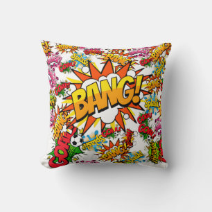Coussin Explosion Graphique cool Des Mots D'Action