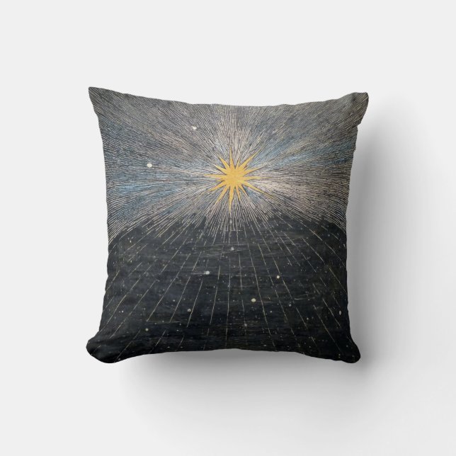 Coussin Explosion Stellaire Jaune Abstraite Mystique Céles (Recto)