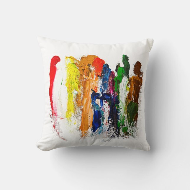 Coussin Expression Abstraite des figures humaines en mouve (Recto)