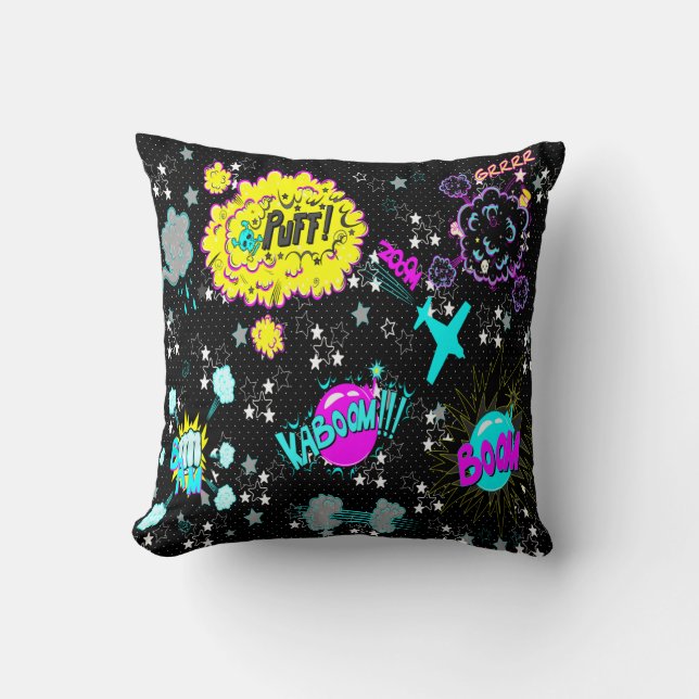 Coussin Expressions de bande dessinée hipster CMYK (Recto)