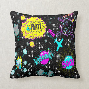 Coussin Expressions de bande dessinée hipster CMYK