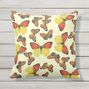 Coussin extérieur 16x16 de papillons oranges et