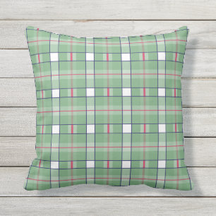 Coussin extérieur 16x16 de plaid de roses indien