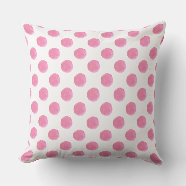 coussin extérieur à dotty pois rose aquarelle (Recto)