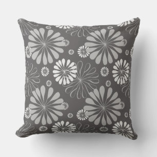 coussin extérieur à fleurs grises