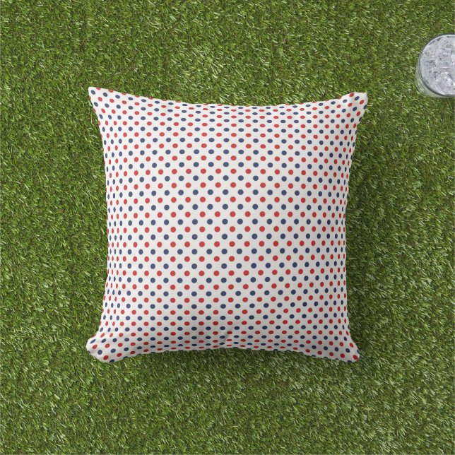 Coussin extérieur à pois patriotiques (Herbe)