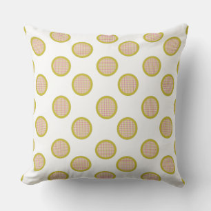 Coussin extérieur blanc à pois gingham