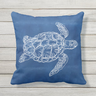 Coussin extérieur bleu de la tortue marine