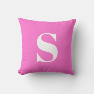 Coussin extérieur brillant rose chaud initial Mono