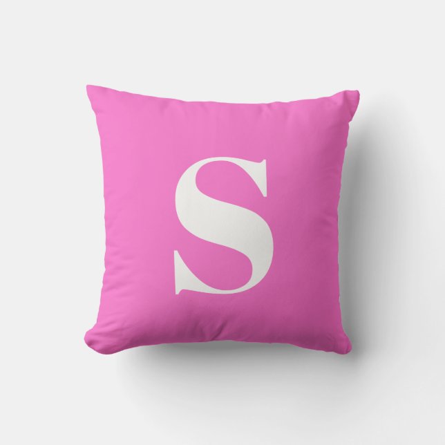 Coussin extérieur brillant rose chaud initial Mono (Recto)