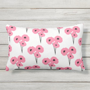 COUSSIN EXTÉRIEUR CHIC MOD ROSE & POPIES NOIRES