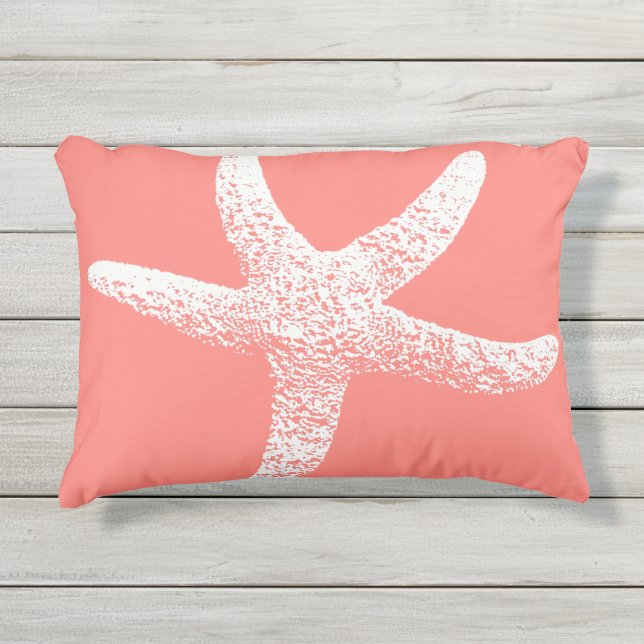 Coussin extérieur d'accent d'étoiles de mer roses (Devant)
