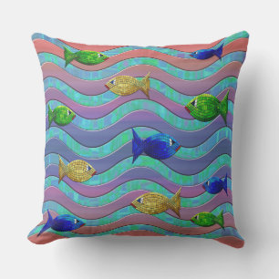coussin extérieur de poisson en mosaïque