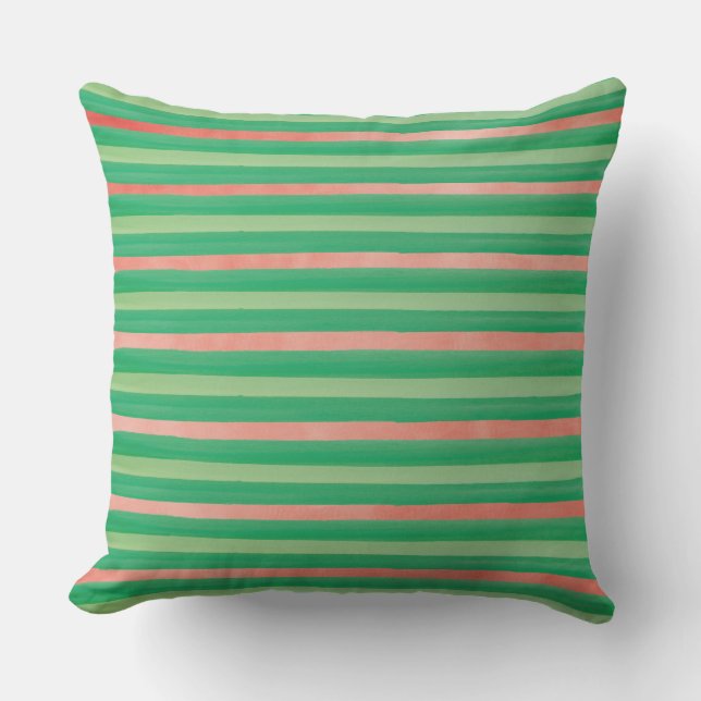 Coussin extérieur de rayure verte et rose (Recto)