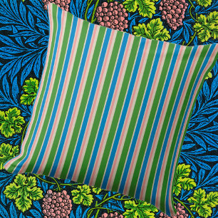 Coussin extérieur en bande de crème bleu rose