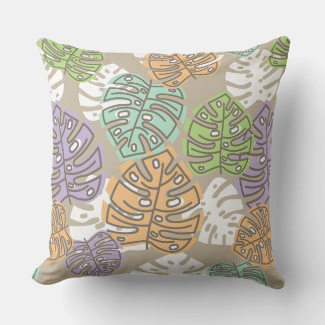 coussin extérieur feuille pastel (Recto)