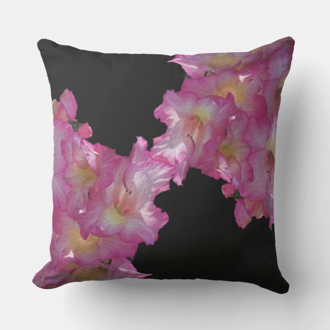 Coussin extérieur floral de Grapic de glaïeul rose (Recto)