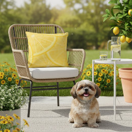 Coussin extérieur imprimé citron Meyer jaune 16x16