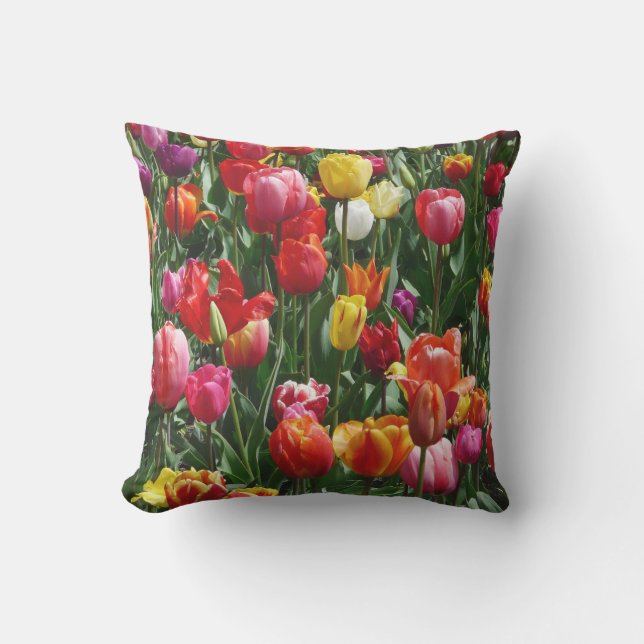 Coussin extérieur joli tulipes décor de fleurs cou (Recto)