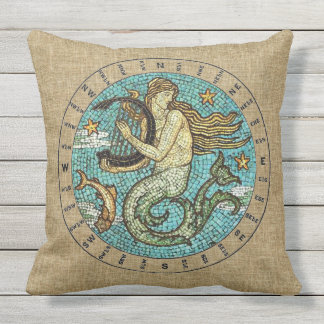 COUSSIN EXTÉRIEUR MERMAID ET COMPASS - carré DE 20