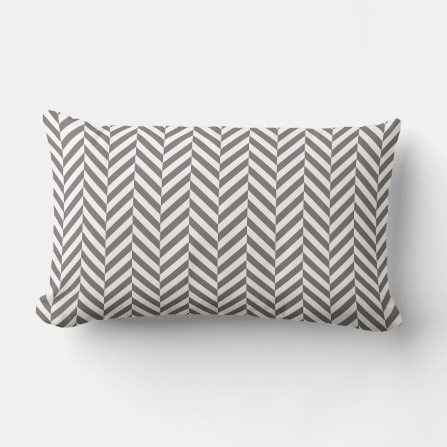 Coussin extérieur | Motif gris Herringbone (Recto)