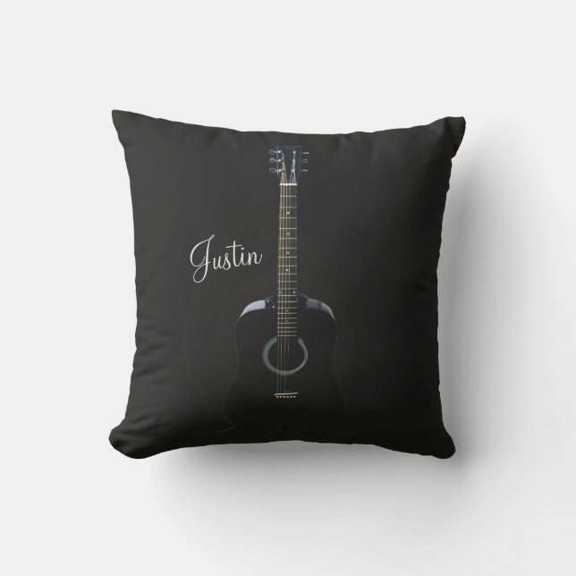 Coussin extérieur noir personnalisé de guitare (Recto)