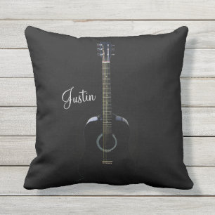 Coussin extérieur noir personnalisé de guitare