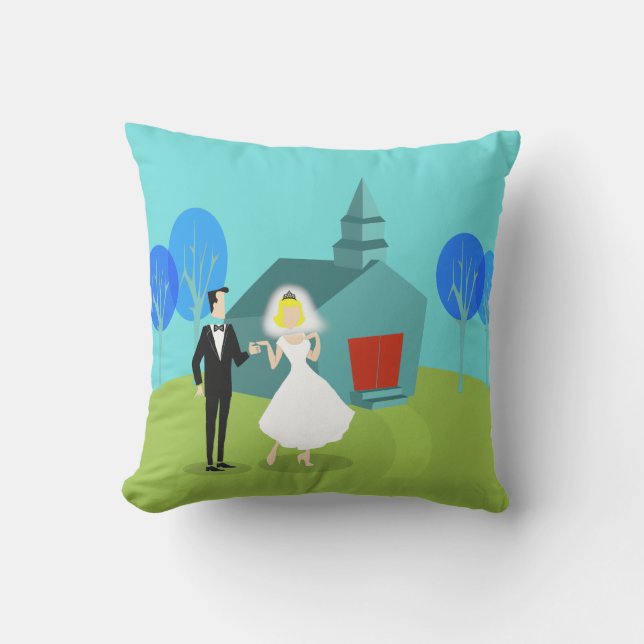 Coussin extérieur Retro Mariage Couple (Recto)