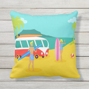 Coussin extérieur Retro Surfer Couple