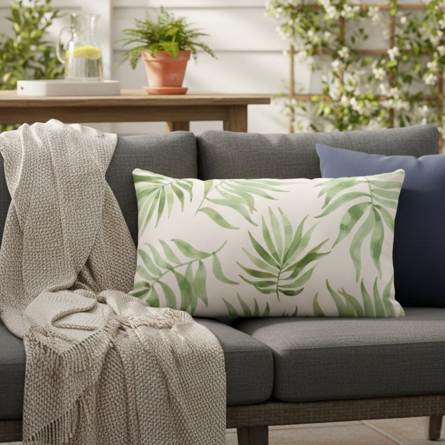 Coussin extérieur Tropical Palm Leaf (Stylish tropical print pillow for your home!)
