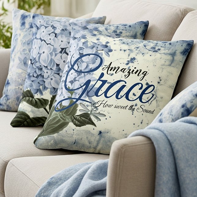 Coussin Extraordinaire Grace bleu hydrangea (Créateur téléchargé)