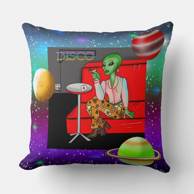 Coussin Extraterrestre rétro des années 1970 dans Disco Lo (Recto)
