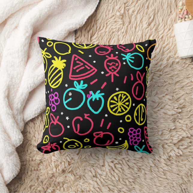 Coussin Extravagance de fruits de néon (Couverture)